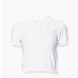 Forever21 Ribbed Lettuce Edge Polo Shirt